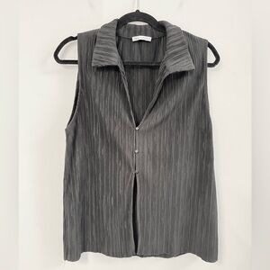 Zara Black Sleeveless Pleated Blouse Issey Inspired